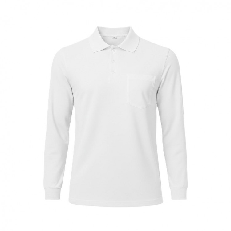 POLO YAKA UZUNKOL CEPLİ TİŞÖRT BEYAZ