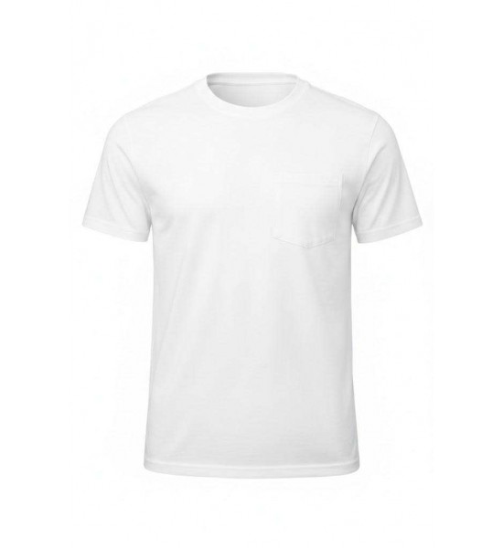 BİSİKLET YAKA CEPLİ T-SHIRT BEYAZ