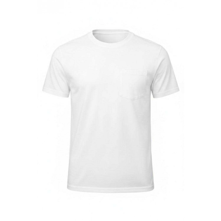 BİSİKLET YAKA CEPLİ T-SHIRT BEYAZ