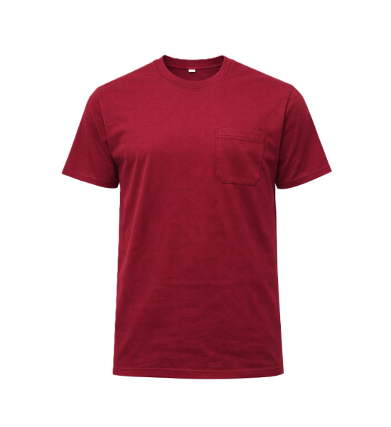 BİSİKLET YAKA CEPLİ T-SHIRT BORDO