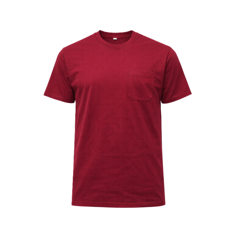 BİSİKLET YAKA CEPLİ T-SHIRT BORDO