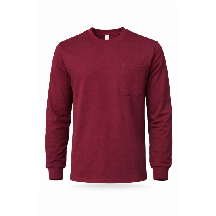 BİSİKLET YAKA CEPLİ SWEAT BORDO