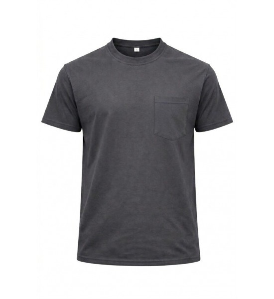 BİSİKLET YAKA CEPLİ T-SHIRT FÜME