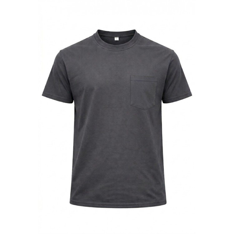 BİSİKLET YAKA CEPLİ T-SHIRT FÜME