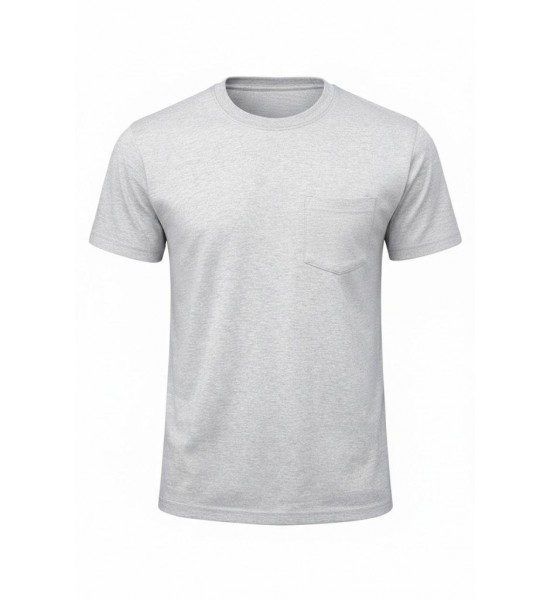 BİSİKLET YAKA CEPLİ T-SHIRT GRİ 