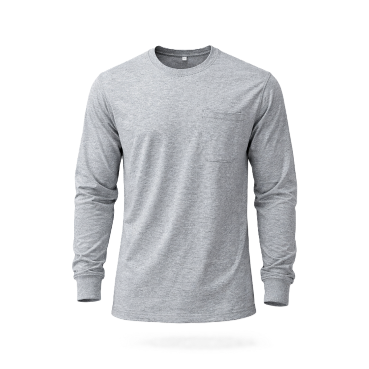 BİSİKLET YAKA UZUNKOL GRİ TİŞÖRT