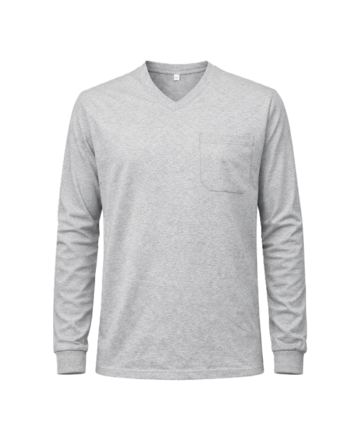 V YAKA UZUNKOL TİŞÖRT GRİ