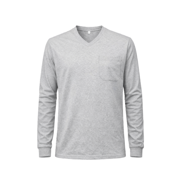 V YAKA UZUNKOL TİŞÖRT GRİ