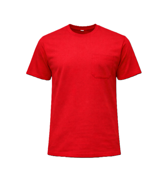 BİSİKLET YAKA CEPLİ T-SHIRT KIRMIZI