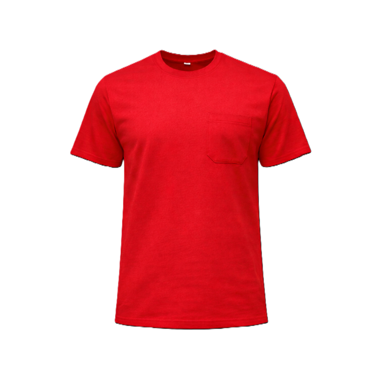 BİSİKLET YAKA CEPLİ T-SHIRT KIRMIZI