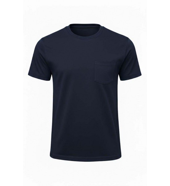 BİSİKLET YAKA CEPLİ T-SHIRT LACİVERT